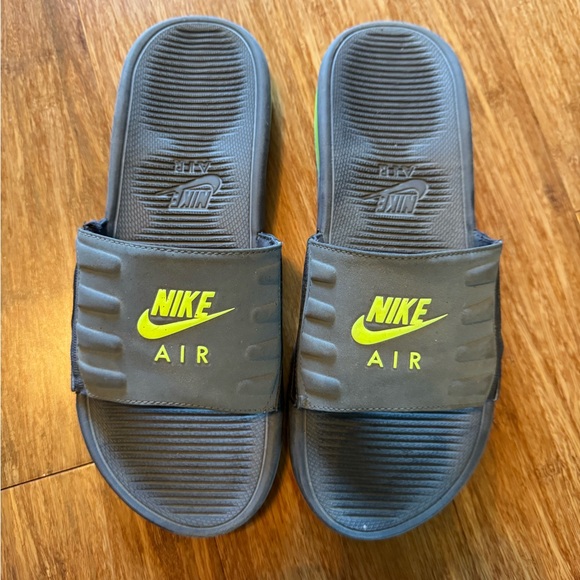 Nike | Shoes | Nike Air Slides In Gray And Green | Poshmark